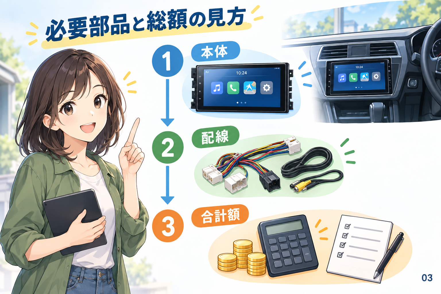 必要部品と総額の見方