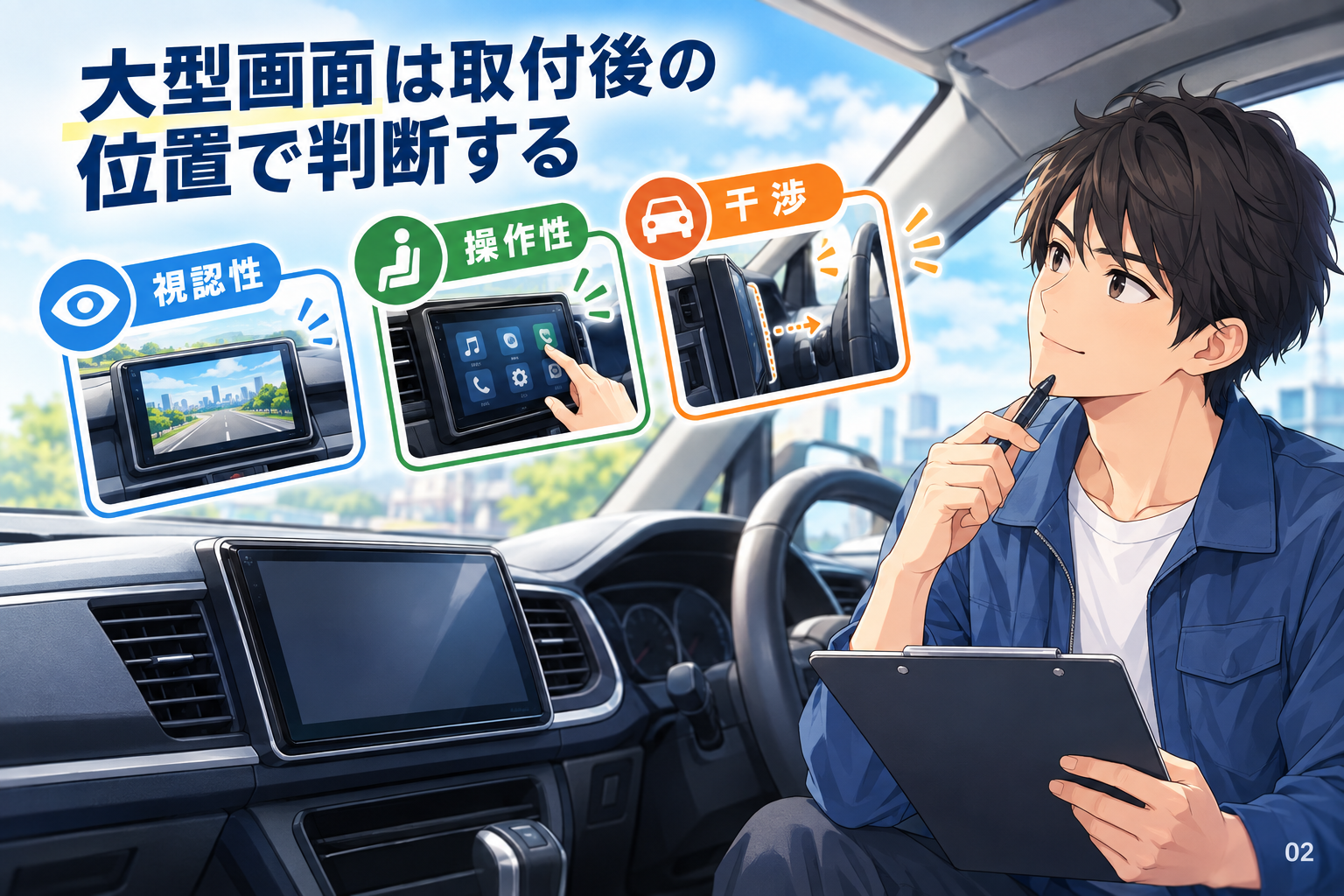 大型画面は取付後の位置で判断する