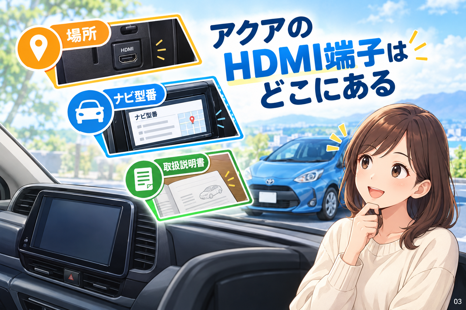 アクアのHDMI端子はどこにある？探し方の注意点