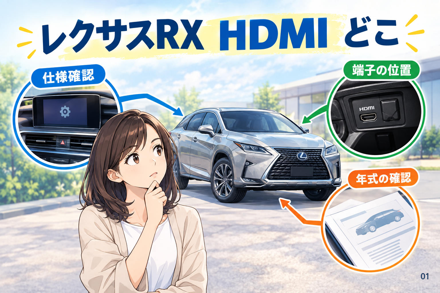 レクサスRXのHDMI端子は仕様確認後に探す