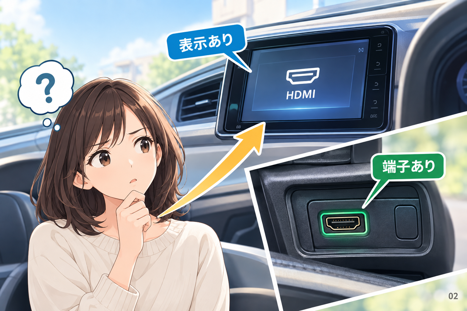 HDMI表示と実際の端子は別に確認する