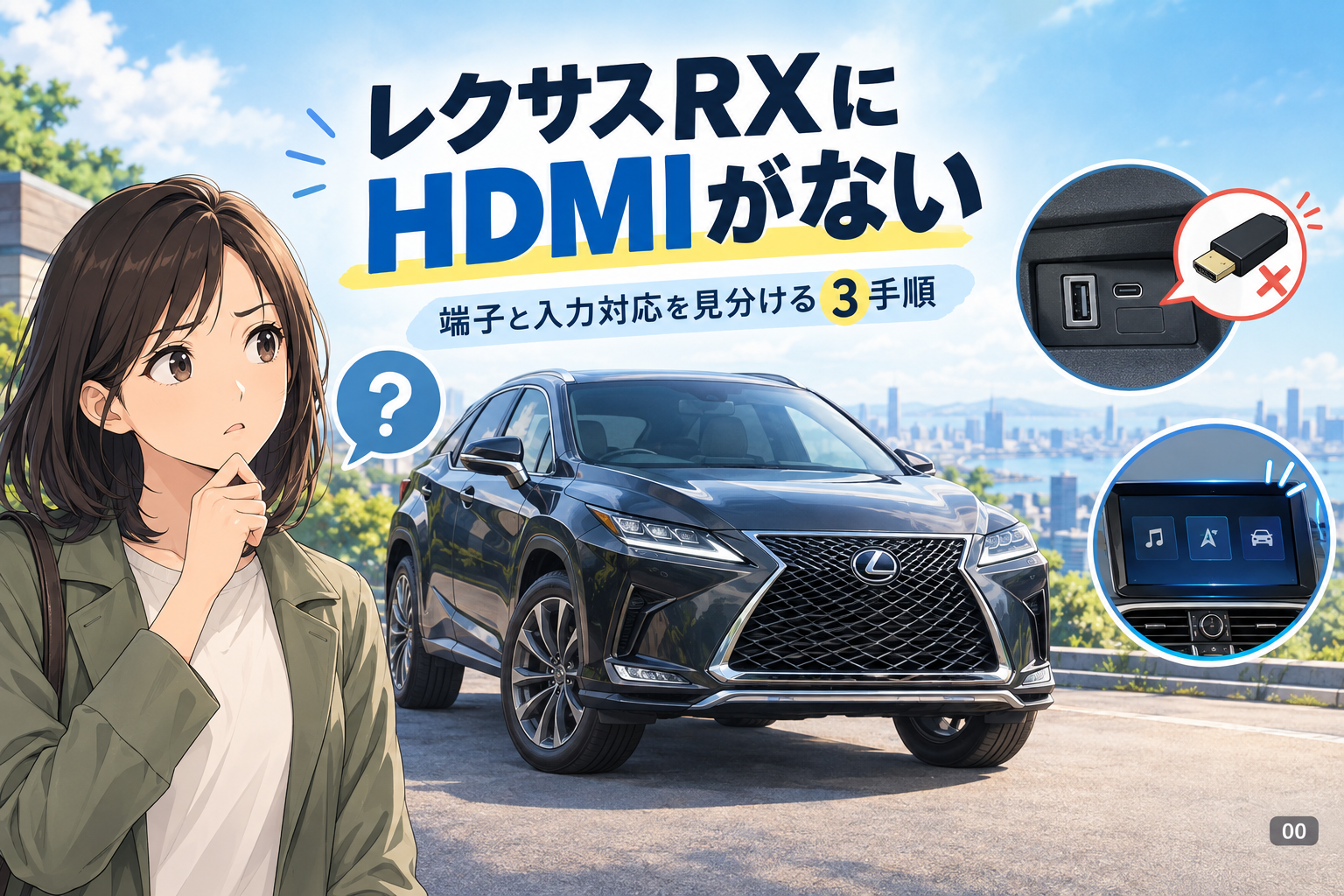 レクサスRXにHDMIがない?端子と入力対応を見分ける3手順