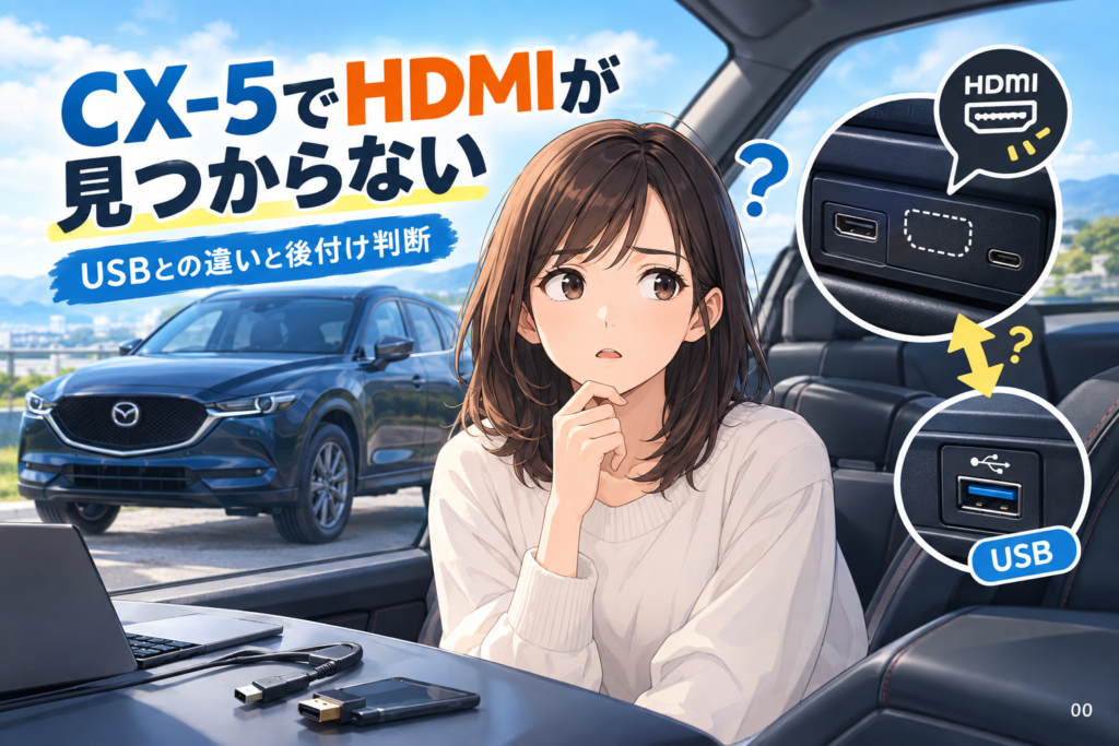 CX-5でHDMIが見つからない？USBとの違いと後付け判断