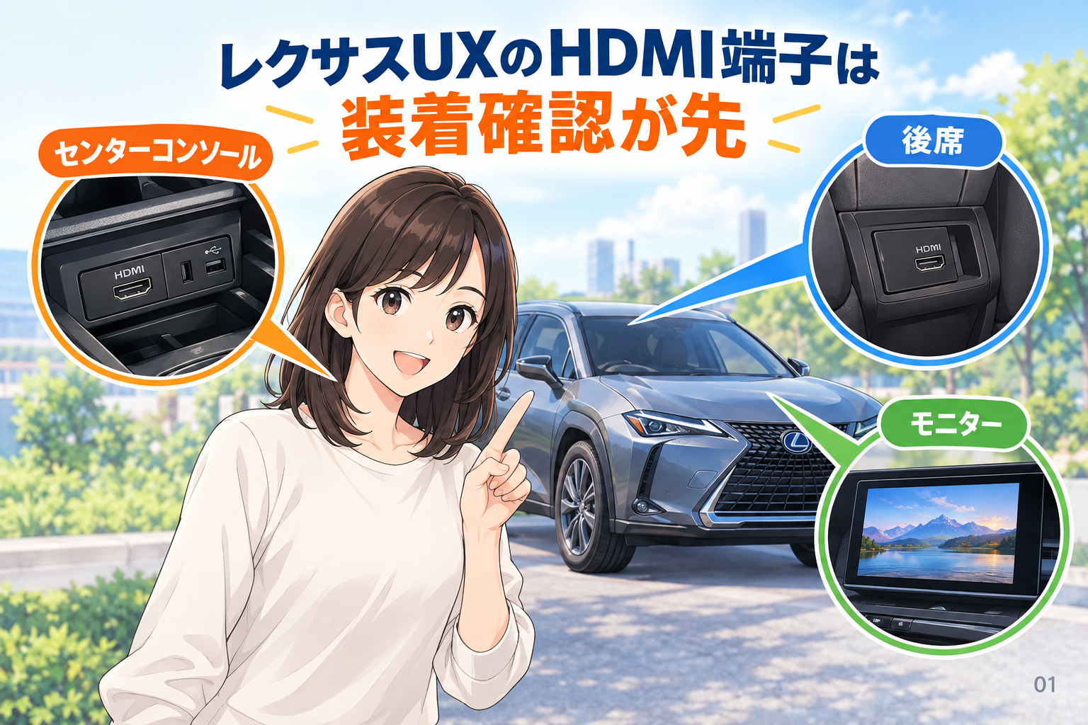 レクサスUXのHDMI端子は装着確認が先