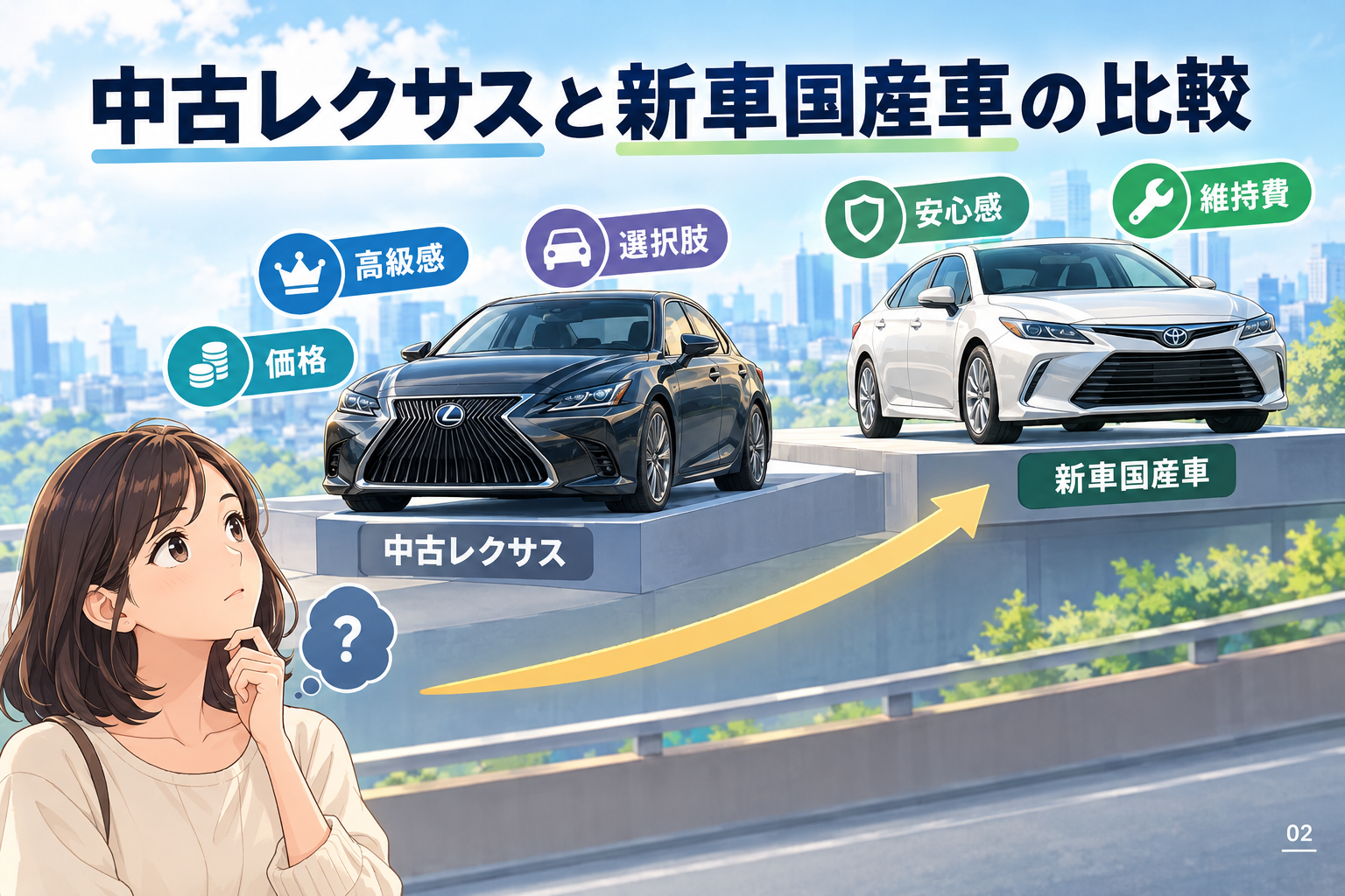 中古レクサスと新車国産車の比較