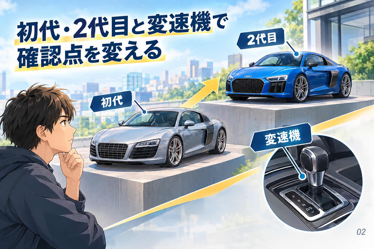 初代・2代目と変速機で確認点を変える